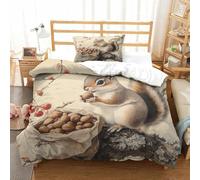 Chinese Ink Painting Squirrel Duvet Cover Set 2 PCS Hotel Quality Quilt Cover Bedding Set Bed Covers with Pillowcases with Zipper Closure Hypoallergenic Soft Breathable Microfiber Single(135x200cm)