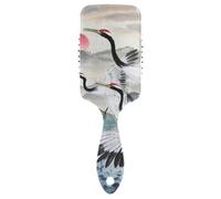Chinese Ink Painting Sun Crane anti static hair detangling Designed wet dry brush for short hair with Ergonomic handle cepillos para cabello