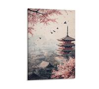 Chinese Ink PaintingCanvas 3D Printing Murals,pavilions Terraces Towers Chinese Style Living Room Decorations, Bedroom Paintings12x18inch(30x45cm)