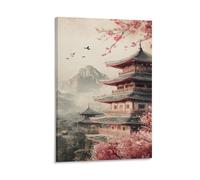 Chinese Ink PaintingWall Art Paintings Pictures Artwork Framed Prints Homepavilions Terraces Towers Chinese Style Decor for Bathroom Living Room Bedroom12x18inch(30x45cm)