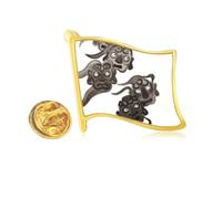 Chinese Ink Style Five Goblins Monster Golden Metal Flag Lapel Pin Badge