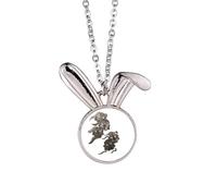 Chinese Ink Style Five Goblins Monster Rabbit Necklace Pendant Bunny Animal Jewelry Gift