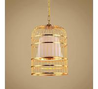 Chinese Iron Restaurant Pendant Light/Creative Personalized Clothing Cafe Hanging Lamp/Indoor Bedroom Balcony Corridor Chandeliers/Gold Birdcage Art Lighting Fixture(White)