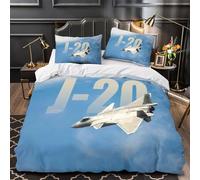 Chinese J20 Fighter for Boys Girls Quilt Cover Comforter Covers Duvet Cover 3D Print Military with Zipper Closure with Pillow Cases Soft Microfiber Bedding Set 3 Pieces Super King（260x220cm）