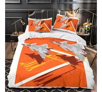 Chinese J20 Fighter Quilt Cover Comforter Covers for Boys Girls 3D Print Military Duvet Cover Bedding Set with Pillow Cases Soft Microfiber with Zipper Closure 3 Pieces Super King（260x220cm）