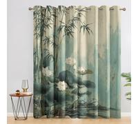 Chinese Japanese Curtains Blackout, 46x90 Inch 2 Panels - Traditional Oriental Scenery Pattern Black Out Curtains, Home Decor, 90 Drop Eyelet Window Drapes for Bedroom, Living Room C&X-68
