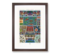 Chinese & Japanese Pattern by Albert Racinet Framed Print | A2 Walnut Framed Wall Art | Ready to Hang | Asian Fantasy Picture | Living Room Bedroom Lounge Office