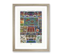 Chinese & Japanese Pattern By Albert Racinet Vintage Framed Print | A2 Oak Framed Wall Art | Ready to Hang | Classic Fantasy Picture | Living Room Bedroom Lounge Office