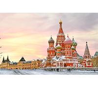 Chinese Jigsaw Puzzle for Adults 100 Pieces City Winter Snow Moscow Kremlin St. Basil's Cathedral Russia 45.5x35.5CM