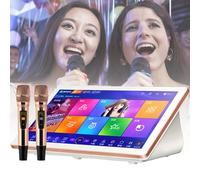 Chinese Karaoke Machine, Karaoke Play with 18.5 inch LED Capacitive Touch Screen and Professional Wireless Microphone, Cloud Update Download Songs,White-2TB