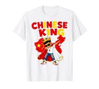 Chinese King China Flag Dabbing Boy Heritage Pride Value Graphic T-Shirt, Men, White, S