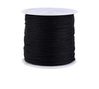 Chinese Knot Cord 100m 0.8mm Rattail Macrame | Thin Nylon String for Tiny Beads & Rings | Strong Cord for Jewelry Making/Tassels/Wrapping | 100m Spool Black