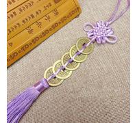 Chinese Knot Feng Shui Pendant Featuring Copper Coin Charm for Prosperity and Positive Energy (light purple)