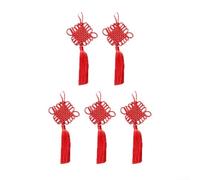 Chinese Knot Hanging Decor 5-Pack Red 11.5x27cm Reusable