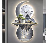 Chinese Koi Fish Wall Art with LED Light - 3D Metal Sculpture Clock for Home Decor, Asian Inspired Traditional Wall Hanging, Unique Gift for Fish Lovers