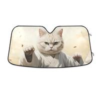 Chinese Kung Fu Martial Arts Cat Sun Shield for car Collapsible Reflective Sun Shade accesorios Protector de parabrisas，Size 27.6x55in