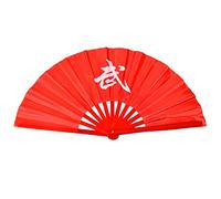 Chinese Kung Fu Tai Chi Fan Arts Dance/Practice Performance Bamboo Folding Fan Wu worlds Red background