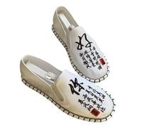 Chinese Kung Fu Tai Chi Martial Art Shoes Unisex Exquisite Embroidered Shoes Nonslip Breathable Daily Wear Slip Ons Couples Shoes Chinese Traditional Old Beijing Shoes ( Color : White-02 , Size : 9 UK
