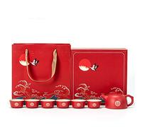 Chinese Kung Fu Tea Set Teapot Double Happiness Porcelain Red Wedding Tea Set Teapot, Chinese Traditional Wedding Decoration Supplies, Creative Ceramics Tea Service Set ( Color : 1 pot 6 Cups )
