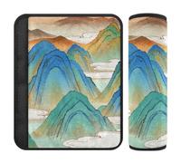 Chinese Landscape Mountain Green 2 pcs car Seatbelt Cover Release Stress to Your Neck and Shoulders for Backpack Protector para cinturón de carro