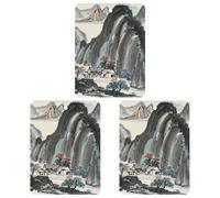 Chinese Landscape Painting Car Air Freshener, 3 Pcs Square Hanging Air Freshener Cards, Long Lasting Fragrance Scented Cards for Car, Home, Office White-style