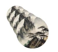 Chinese Landscape Painting Car Air Fresheners Cards 4 Pcs Hanging Fragrance Scented Cards Long-Lasting Car Aromatherapy Tablets for Wardrobe Bathroom Car Interior Mirror Pendant Gifts