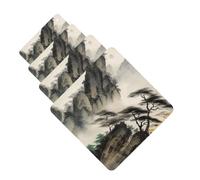 Chinese Landscape Painting Car Air Fresheners Cards 4 Pcs Hanging Fragrance Scented Cards Long-Lasting Car Aromatherapy Tablets for Wardrobe Bathroom Car Interior Mirror Pendant Gifts