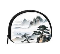 Chinese Landscape Painting Minis Storage Bag Shell Wallet Small Coin Purse with Minis with Zipper Change Purse for Coin Keys You Can Also Store Any Small Objects You Want