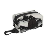 Chinese Landscape Painting print Dog Poop Bag Holder for Leash Doggie Waste Bag Dispenser Soft Fabric Puppy Potty Carrier