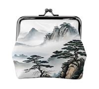 Chinese Landscape Painting - Print Women's Compact Coin Purse with Lock Waterproof for Travel Gifts