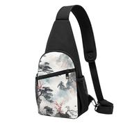 Chinese Landscape Painting Printed Chest Bag Sling Bag for Men Women, Outdoor Crossbody Fanny Packs Hiking Chest Packs Sport Daypacks