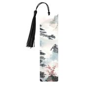 Chinese Landscape Painting Printed Metal Bookmarks M - Black Lightweight Aluminium Book Marker for Books, Journals & Gifts, Ideal Book Lovers, Holiday Decor & Crafts