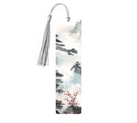 Chinese Landscape Painting Printed Metal Bookmarks M - Gray Lightweight Aluminium Book Marker for Books, Journals & Gifts, Ideal Book Lovers, Holiday Decor & Crafts