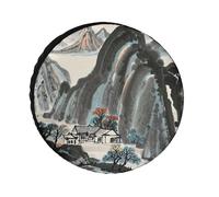 Chinese Landscape Painting Spare Tire Cover, 26inch Oxford Wheel Protector Travel Accessories, Waterproof Dustproof Wheel Tire Covers for RV Jeep SUV Camper Truck