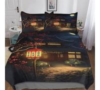 Chinese Lantern Duvet Cover Set, Bedding Linen Set, Soft Comforter Cover 2 Pieces, Quilt Cover with Pillowcase for Kids Adult Single(135x200cm)