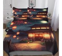 Chinese Lantern Duvet Cover Soft Cosy Quilt Cover Bedding Sets 3 Pieces With Pillowcase Easy Care Comforter Cover for Kids Adult Double (200x200cm)