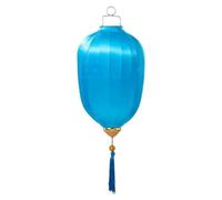 Chinese Lantern with Tassel Oval Silk Lantern Hanging Lantern Winter Melon-Shaped Lanterns Portable Chinese Paper Lanterns(Light Blue,18 Inch)