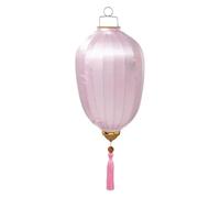 Chinese Lantern with Tassel Oval Silk Lantern Hanging Lantern Winter Melon-Shaped Lanterns Portable Chinese Paper Lanterns(Light Pink,16 Inch)