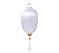 Chinese Lantern with Tassel Oval Silk Lantern Hanging Lantern Winter Melon-Shaped Lanterns Portable Chinese Paper Lanterns(White,20 Inch)