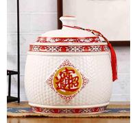 Chinese Large-capacity Rice Storage Container, Ceramic Airtight Grain Bucket With Tassel, Sealed Rice Dispenser For Grains, Snacks, Candy, Coffee Beans, Food A Capacity 4kg
