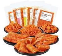 Chinese Latiao handmade spicy sticks 65g, spicy bar gift pack, mala strips, vegetarian, instant big gluten, hot slices, konjac shreds, Hunan specialty food, casual snacks (5 Flavor Mix,5pack)