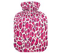 Chinese Leopard Skin Print Deeppink Cute hot Water Bottle with Soft Cover, 1L Warm Water Bottle for Bed for Neck and Shoulder Pain Relief, Neck and Shoulder Pain Relief