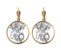 Chinese Line Painting China Dragon Gold Clip On Drop Earrings Non Piercing Dangle Jewelry