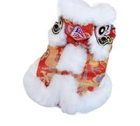 Chinese Lion Dance Dog Costume - 40cm Back Length Polyester Puppy Cosplay Outfit For Cat And Dog Animal Costume For Spring Party Theme Party Family Reunions E