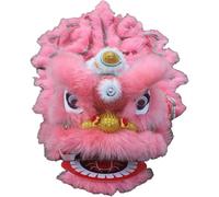 Chinese Lion Dance Head Traditional Hand-Painted Lion Dance Costume(Pink)