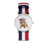 Chinese Lion Dance Sport Watch for Men Women Nylon Strap Wrist Watch Analog Quartz Watch