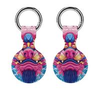 Chinese Lion Dances Compatible for AirTag Holder with Keychain Silicone Protective Case Cover 2PCS