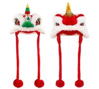 Chinese Lion Dog Hat - Dance 2024, Adjustable Headwear | Small New Year's Hat, Traditional Style Helmet, Decorative Pet for Parties, Photoshoots, Cump