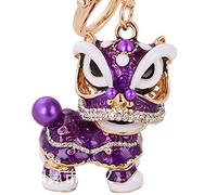Chinese Lion Keyring KeyChain Dance Pendant for the Christmas and Carnival (Right-Purple)
