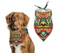 Chinese Lion New Year Dog Bandanas for Feeding Grooming, Triangle Pet Bibs Washable Pets Scarf for Cats & Dogs
